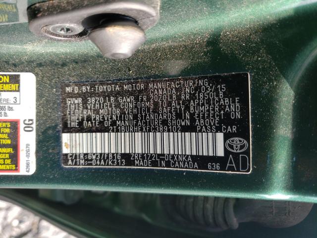 Photo 9 VIN: 2T1BURHEXFC389102 - TOYOTA COROLLA 