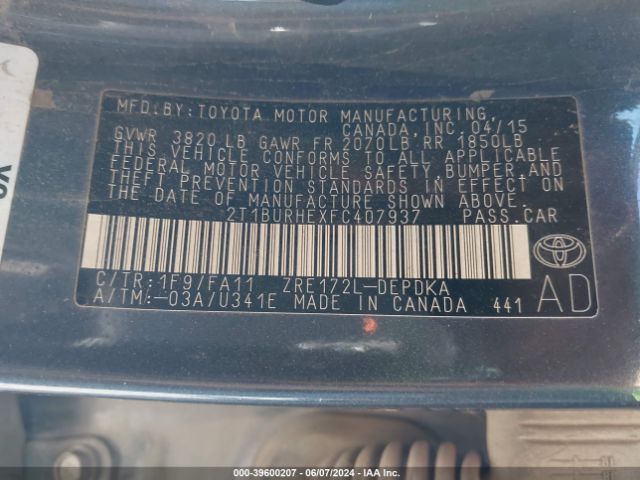 Photo 8 VIN: 2T1BURHEXFC407937 - TOYOTA COROLLA 