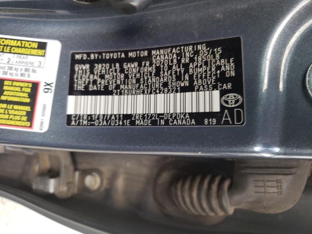 Photo 9 VIN: 2T1BURHEXFC428321 - TOYOTA COROLLA L 