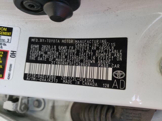 Photo 9 VIN: 2T1BURHEXFC428609 - TOYOTA COROLLA L 