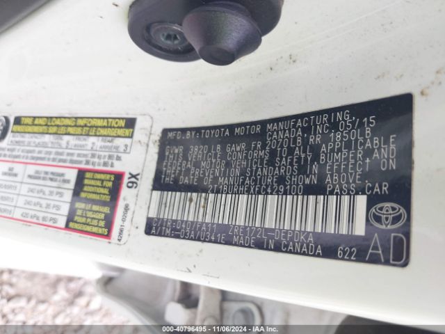 Photo 8 VIN: 2T1BURHEXFC429100 - TOYOTA COROLLA 