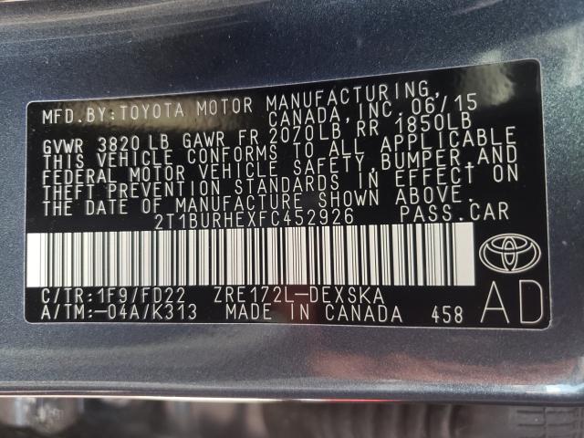 Photo 9 VIN: 2T1BURHEXFC452926 - TOYOTA COROLLA L 