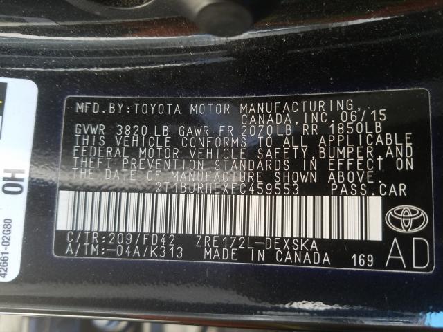 Photo 9 VIN: 2T1BURHEXFC459553 - TOYOTA COROLLA L 