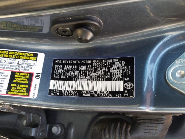 Photo 9 VIN: 2T1BURHEXGC507845 - TOYOTA COROLLA L 