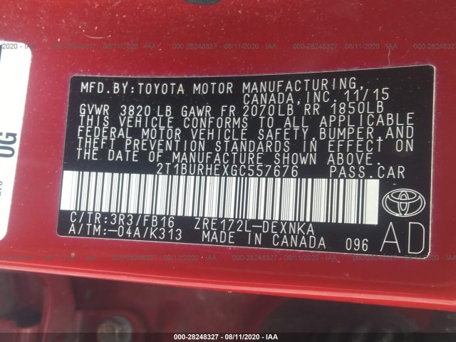 Photo 8 VIN: 2T1BURHEXGC557676 - TOYOTA COROLLA 