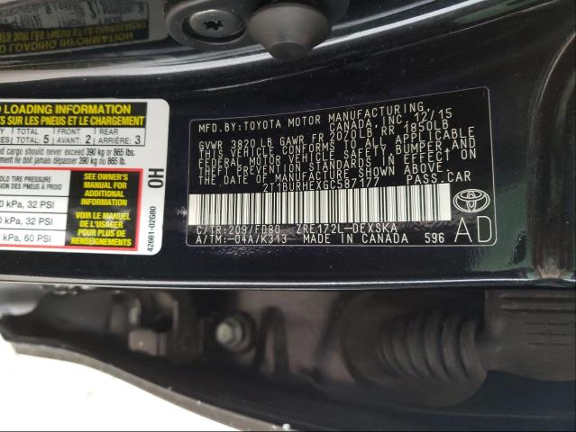 Photo 9 VIN: 2T1BURHEXGC587177 - TOYOTA COROLLA L 