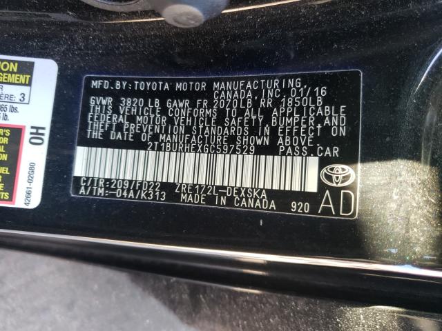 Photo 9 VIN: 2T1BURHEXGC597529 - TOYOTA COROLLA L 