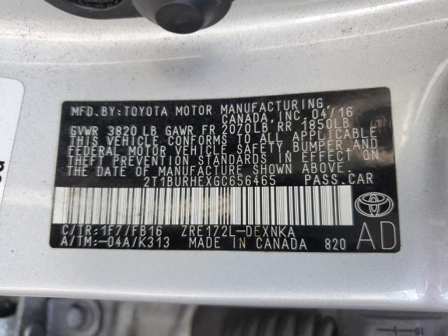 Photo 12 VIN: 2T1BURHEXGC656465 - TOYOTA COROLLA 