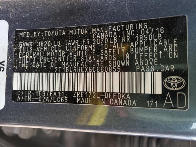 Photo 9 VIN: 2T1BURHEXGC660855 - TOYOTA COROLLA L 