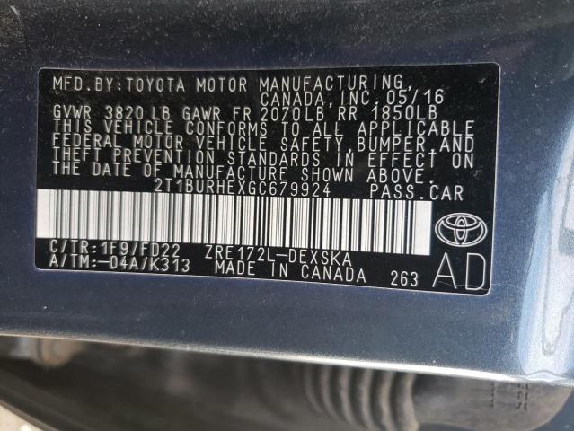 Photo 11 VIN: 2T1BURHEXGC679924 - TOYOTA COROLLA 