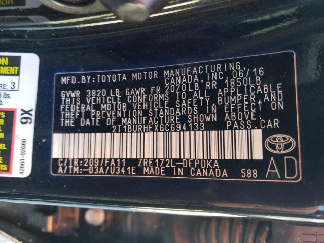 Photo 9 VIN: 2T1BURHEXGC694133 - TOYOTA COROLLA L 