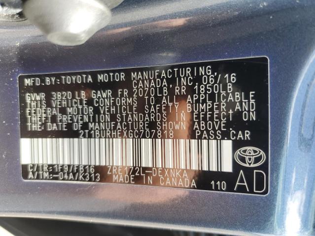 Photo 11 VIN: 2T1BURHEXGC707818 - TOYOTA COROLLA 