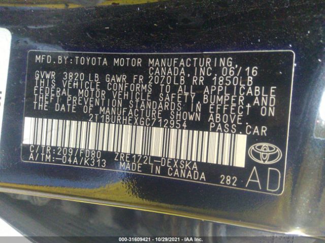 Photo 8 VIN: 2T1BURHEXGC712954 - TOYOTA COROLLA 