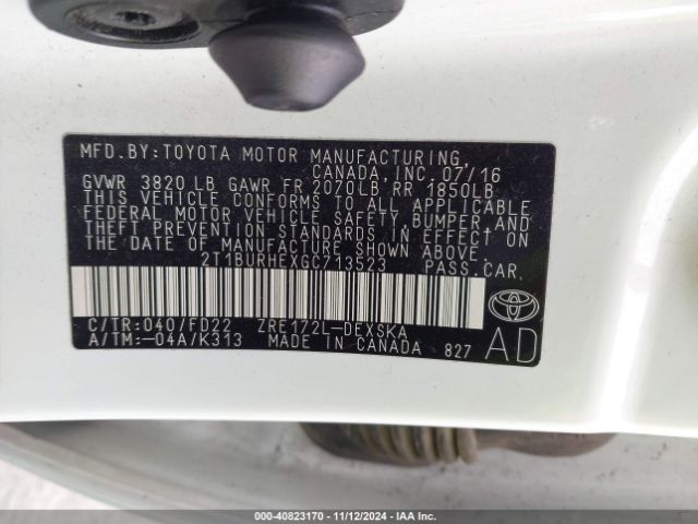 Photo 8 VIN: 2T1BURHEXGC713523 - TOYOTA COROLLA 