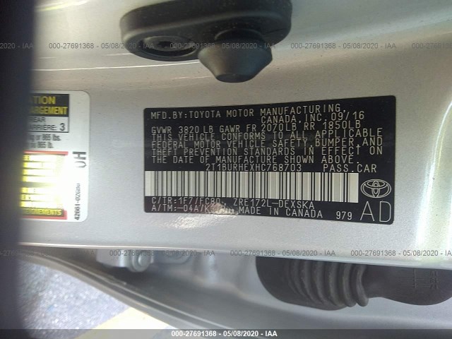 Photo 8 VIN: 2T1BURHEXHC768703 - TOYOTA COROLLA 