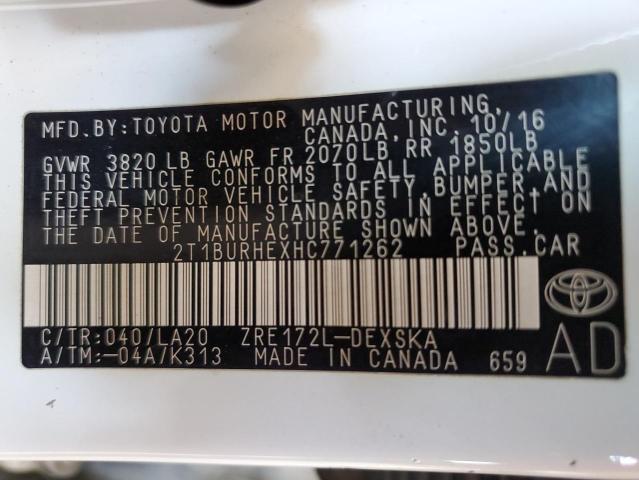 Photo 11 VIN: 2T1BURHEXHC771262 - TOYOTA COROLLA 