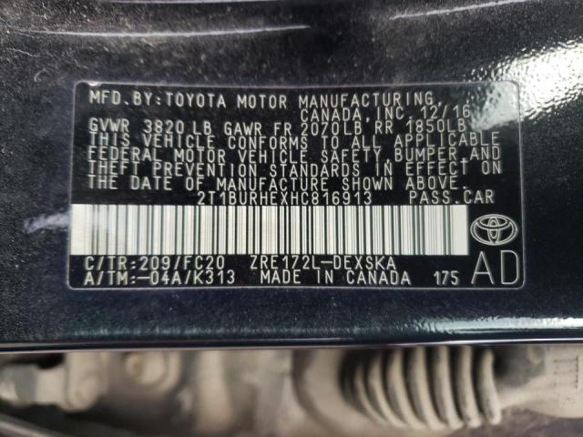 Photo 9 VIN: 2T1BURHEXHC816913 - TOYOTA COROLLA L 