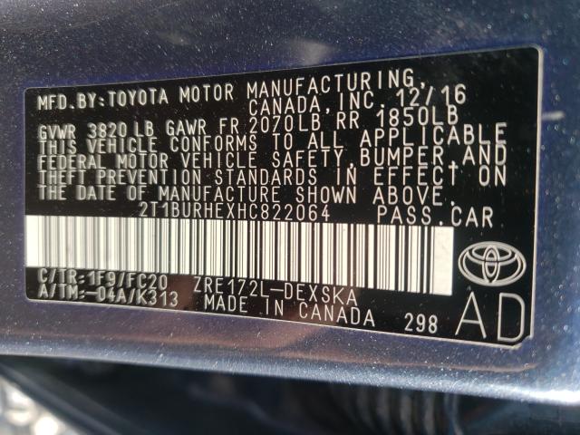 Photo 9 VIN: 2T1BURHEXHC822064 - TOYOTA COROLLA L 