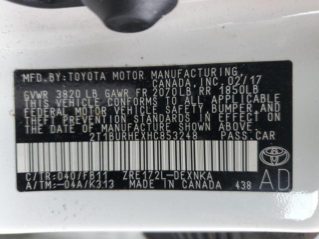 Photo 11 VIN: 2T1BURHEXHC853248 - TOYOTA COROLLA 