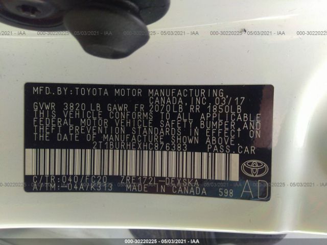 Photo 8 VIN: 2T1BURHEXHC876383 - TOYOTA COROLLA 