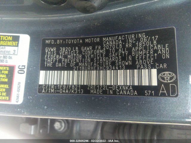 Photo 8 VIN: 2T1BURHEXHC934413 - TOYOTA COROLLA 