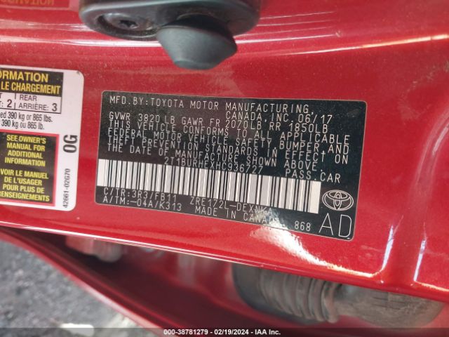 Photo 8 VIN: 2T1BURHEXHC936727 - TOYOTA COROLLA 