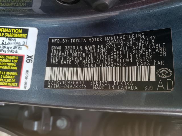 Photo 9 VIN: 2T1BURHEXHC947503 - TOYOTA COROLLA L 