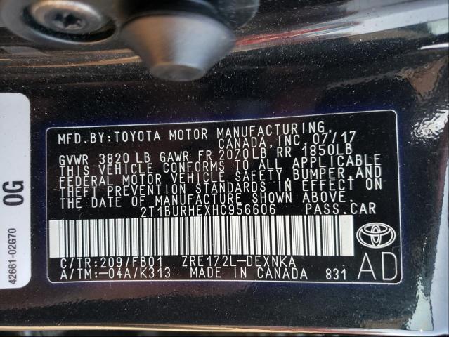 Photo 9 VIN: 2T1BURHEXHC956606 - TOYOTA COROLLA L 