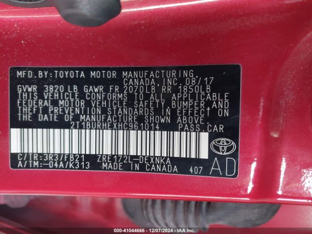 Photo 8 VIN: 2T1BURHEXHC961014 - TOYOTA COROLLA 