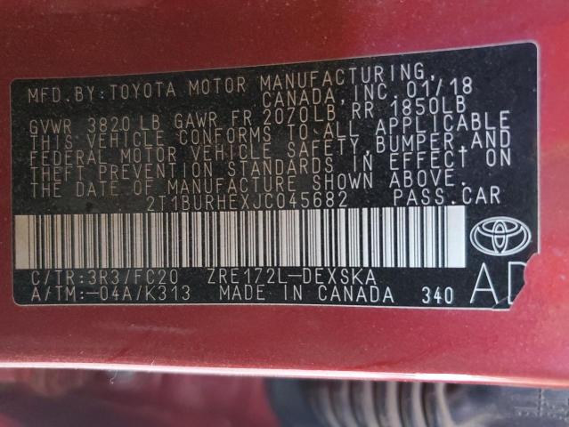 Photo 11 VIN: 2T1BURHEXJC045682 - TOYOTA COROLLA L 