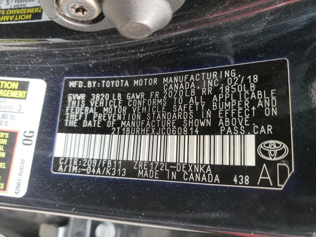 Photo 9 VIN: 2T1BURHEXJC060814 - TOYOTA COROLLA L 