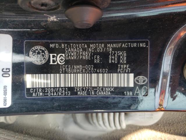 Photo 11 VIN: 2T1BURHEXJC074602 - TOYOTA COROLLA L 