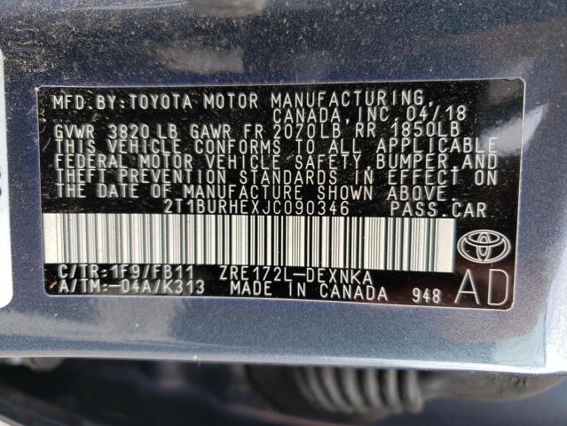 Photo 11 VIN: 2T1BURHEXJC090346 - TOYOTA COROLLA L 