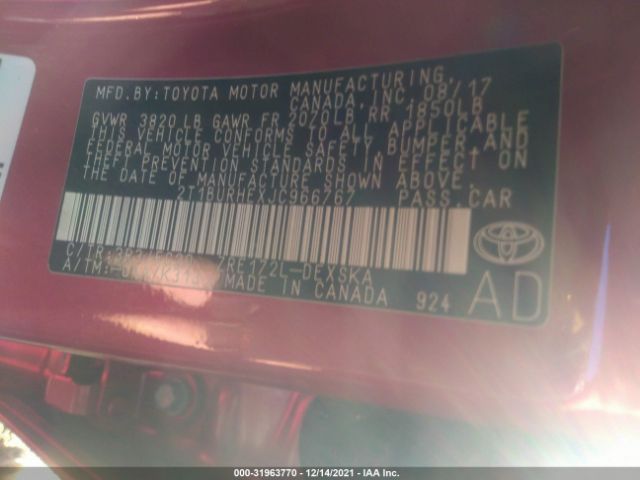 Photo 8 VIN: 2T1BURHEXJC966767 - TOYOTA COROLLA 