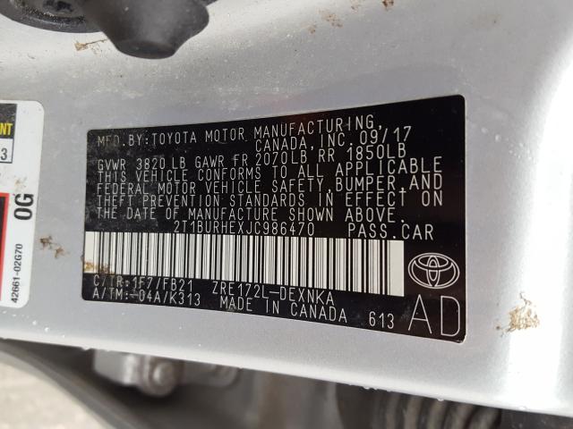 Photo 9 VIN: 2T1BURHEXJC986470 - TOYOTA COROLLA 