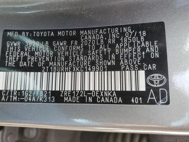 Photo 9 VIN: 2T1BURHEXKC149901 - TOYOTA COROLLA L 