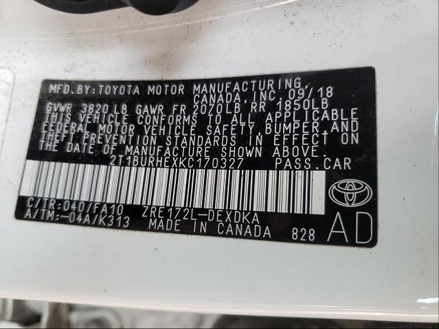 Photo 9 VIN: 2T1BURHEXKC170327 - TOYOTA COROLLA L 