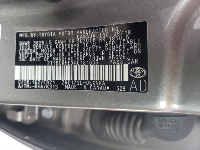 Photo 9 VIN: 2T1BURHEXKC181005 - TOYOTA COROLLA L 