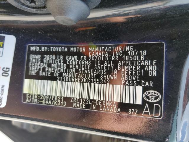 Photo 11 VIN: 2T1BURHEXKC195342 - TOYOTA COROLLA L 