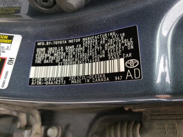 Photo 9 VIN: 2T1BURHEXKC214486 - TOYOTA COROLLA L 