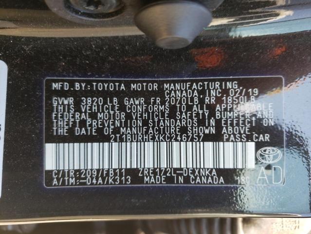 Photo 9 VIN: 2T1BURHEXKC246757 - TOYOTA COROLLA L 