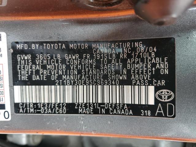 Photo 11 VIN: 2T1BY30E95C369340 - TOYOTA COROLLA 