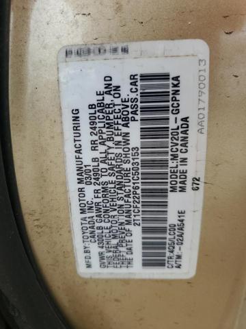 Photo 11 VIN: 2T1CF22P61C503153 - TOYOTA CAMRY SOLA 