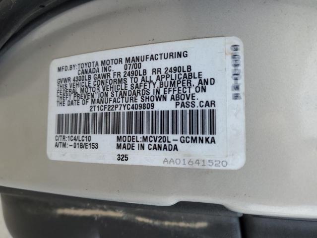 Photo 12 VIN: 2T1CF22P7YC409809 - TOYOTA CAMRY SOLA 