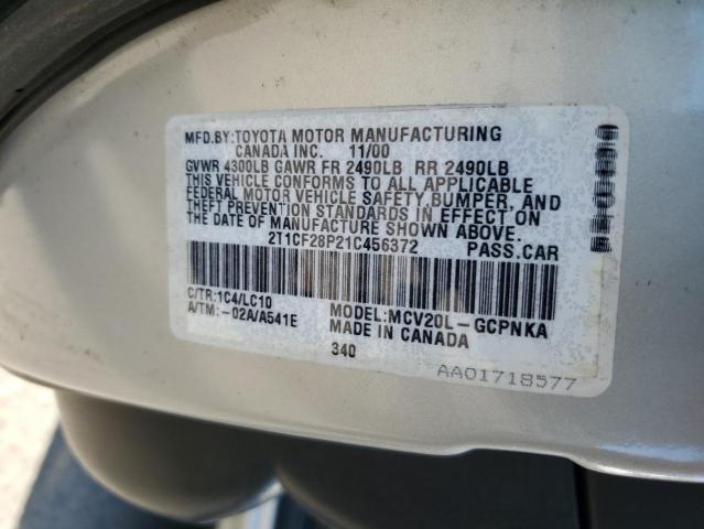 Photo 12 VIN: 2T1CF28P21C456372 - TOYOTA CAMRY SOLA 