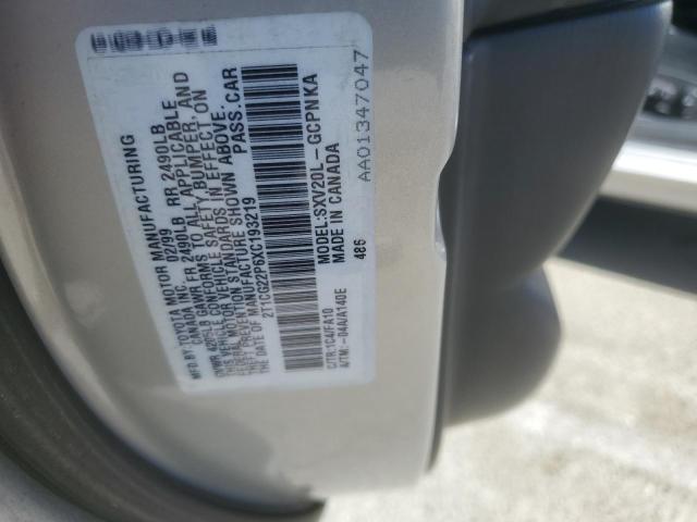 Photo 11 VIN: 2T1CG22P6XC193219 - TOYOTA CAMRY SOLA 