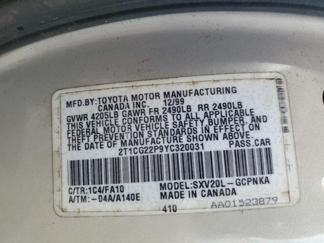 Photo 11 VIN: 2T1CG22P9YC320031 - TOYOTA CAMRY SOLA 