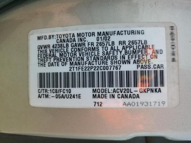 Photo 11 VIN: 2T1FE22P22C007767 - TOYOTA CAMRY SOLA 