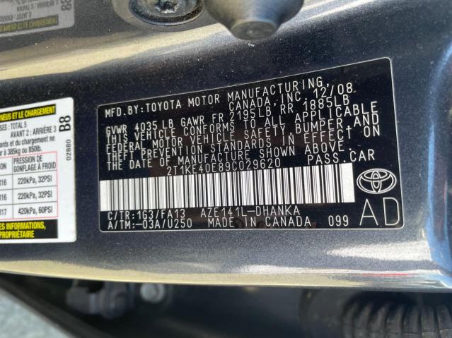 Photo 9 VIN: 2T1KE40E89C029620 - TOYOTA COROLLA 