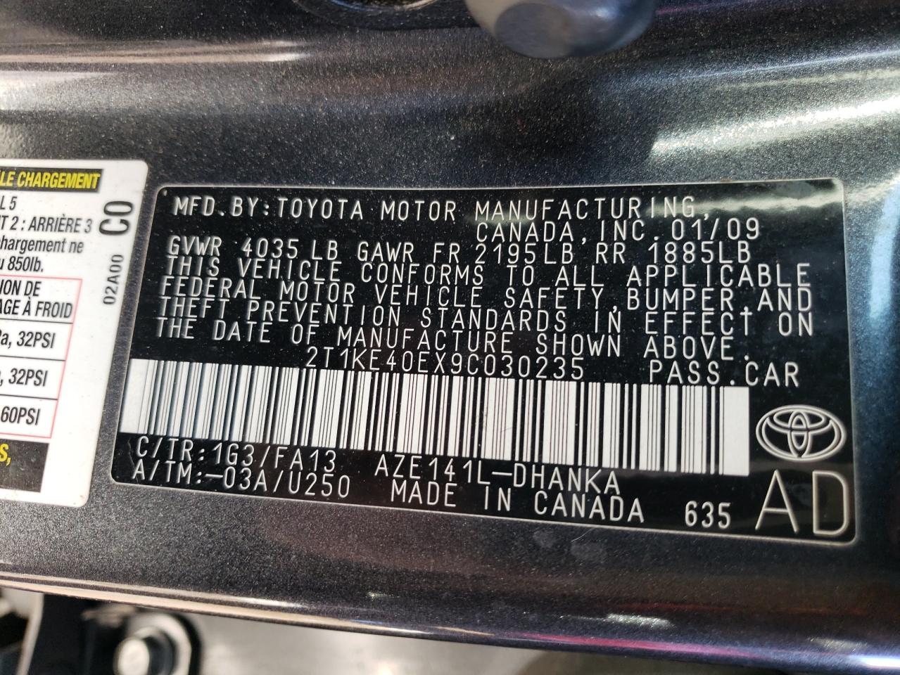 Photo 13 VIN: 2T1KE40EX9C030235 - TOYOTA COROLLA 